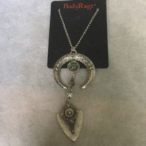 NWT Body Rage Silvertone pendant with chain